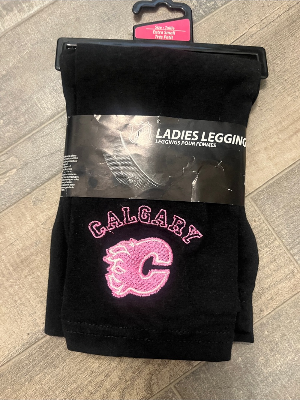 NHL Black Leggings with Pink Calgary Flames Logo - 2009 Branded Packaging